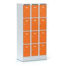 Šatníková skrinka S6 s úložnými boxami, 12 boxov, 1800 x 900 x 500 mm, cylindrický zámok, oranžové dvere