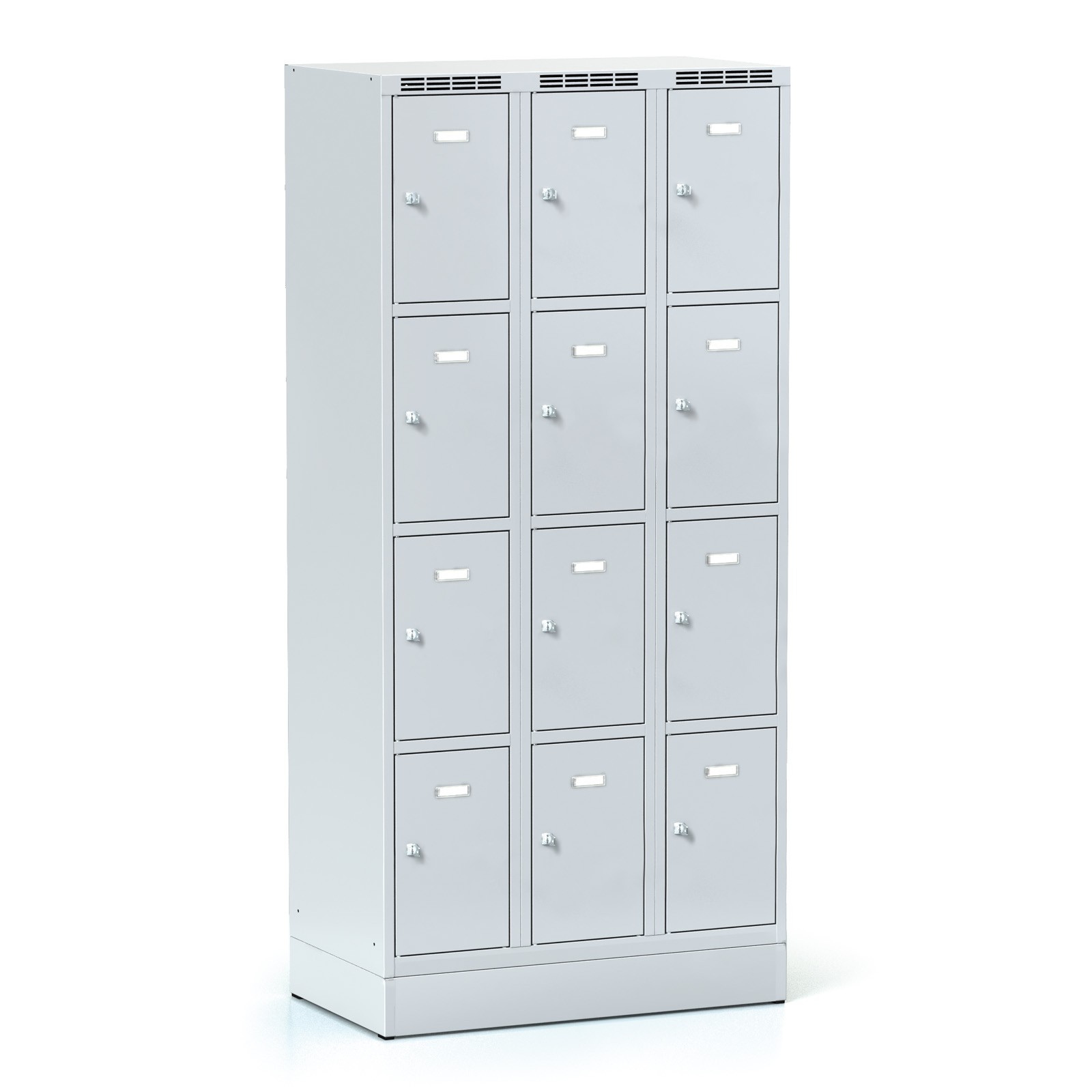Fotografia produktu: Šatníková skrinka S6 s úložnými boxami, 12 boxov, 1800 x 900 x 500 mm, cylindrický zámok, sivé dvere