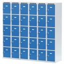 Šatníková skrinka S6 s úložnými boxami, 15 boxov, 1800 x 900 x 500 mm, otočný zámok, sivé dvere