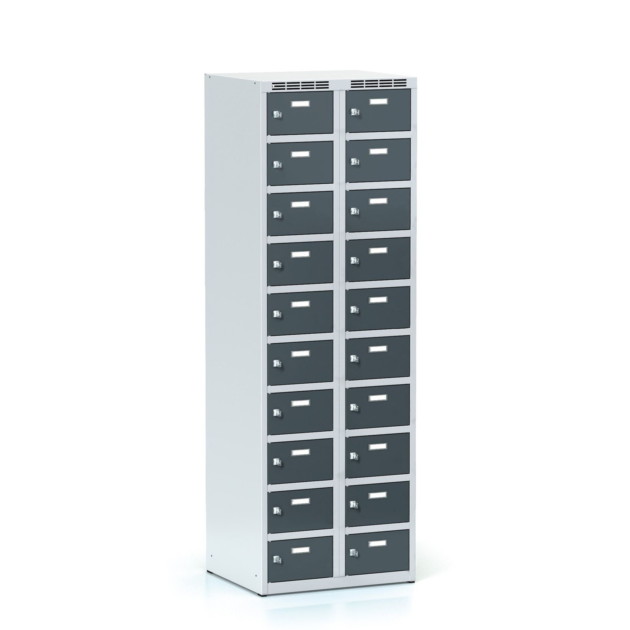 Skrinka S6 s boxami s úložnými boxami, 20 boxov, 1800 x 600 x 500 mm, otočný zámok