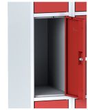 Šatníková skrinka S6 s úložnými boxami, 3 boxy, 1800 x 300 x 500 mm, otočný zámok, oranžové dvere