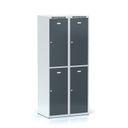 Šatníková skrinka S6 s úložnými boxami, 4 boxy, 1800 x 800 x 500 mm, cylindrický zámok, tmavosivé dvere