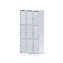 Šatníková skrinka S6 s úložnými boxami, 9 boxov, 1800 x 900 x 500 mm, cylindrický zámok, sivé dvere