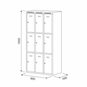 Šatníková skrinka S6 s úložnými boxami, 9 boxov, 1800 x 900 x 500 mm, otočný zámok, tmavosivé dvere