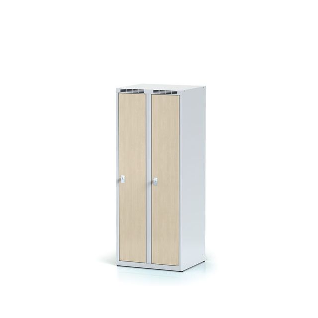 Šatníková skrinka znížená, výška 1500 mm, laminované dvere, cylindrický zámok