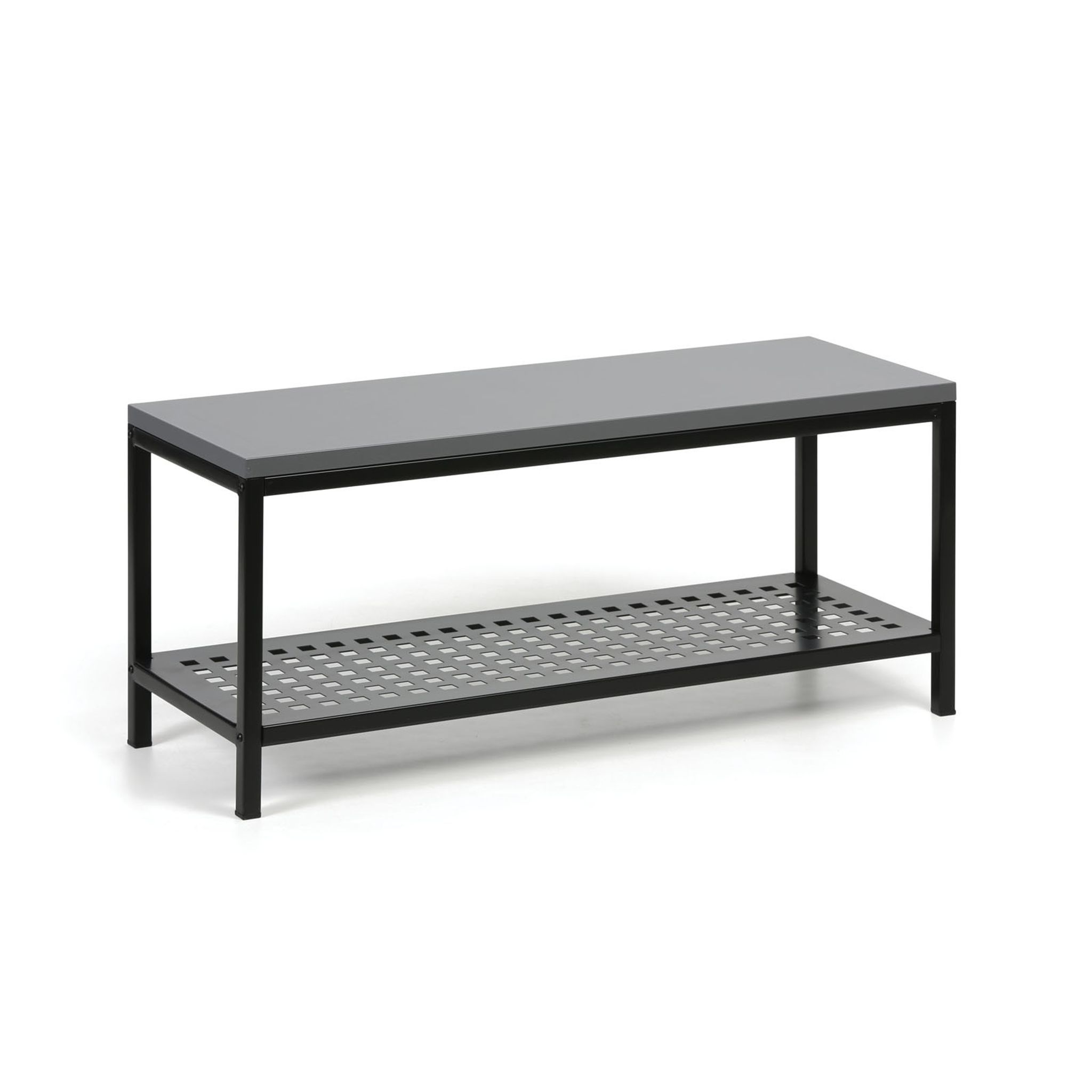 Šatňová lavica s plechovou policou na topánky, 1000x360x439 mm, grafit