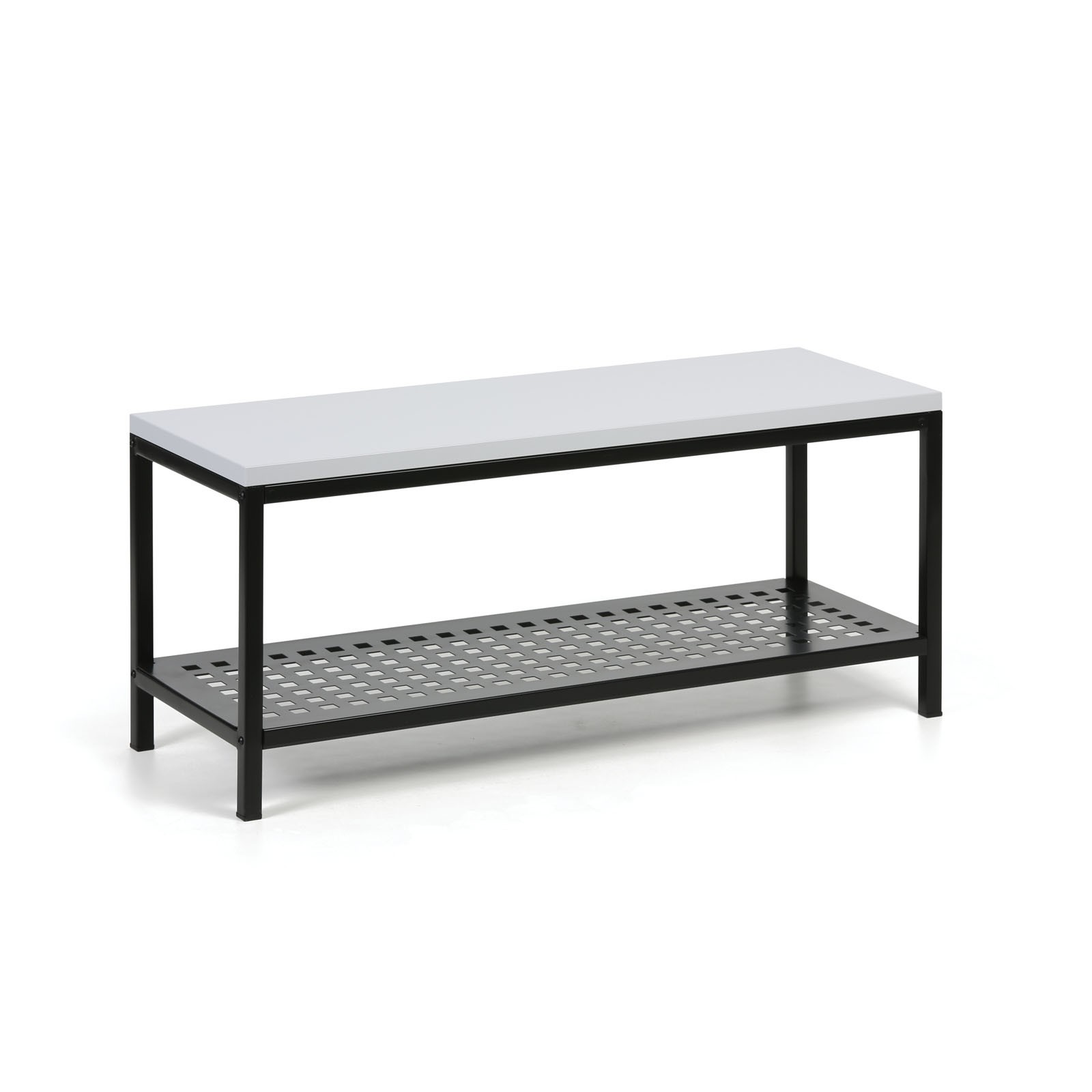 Fotografia produktu: Šatňová lavica s plechovou policou na topánky, 1000x360x439 mm, sivá