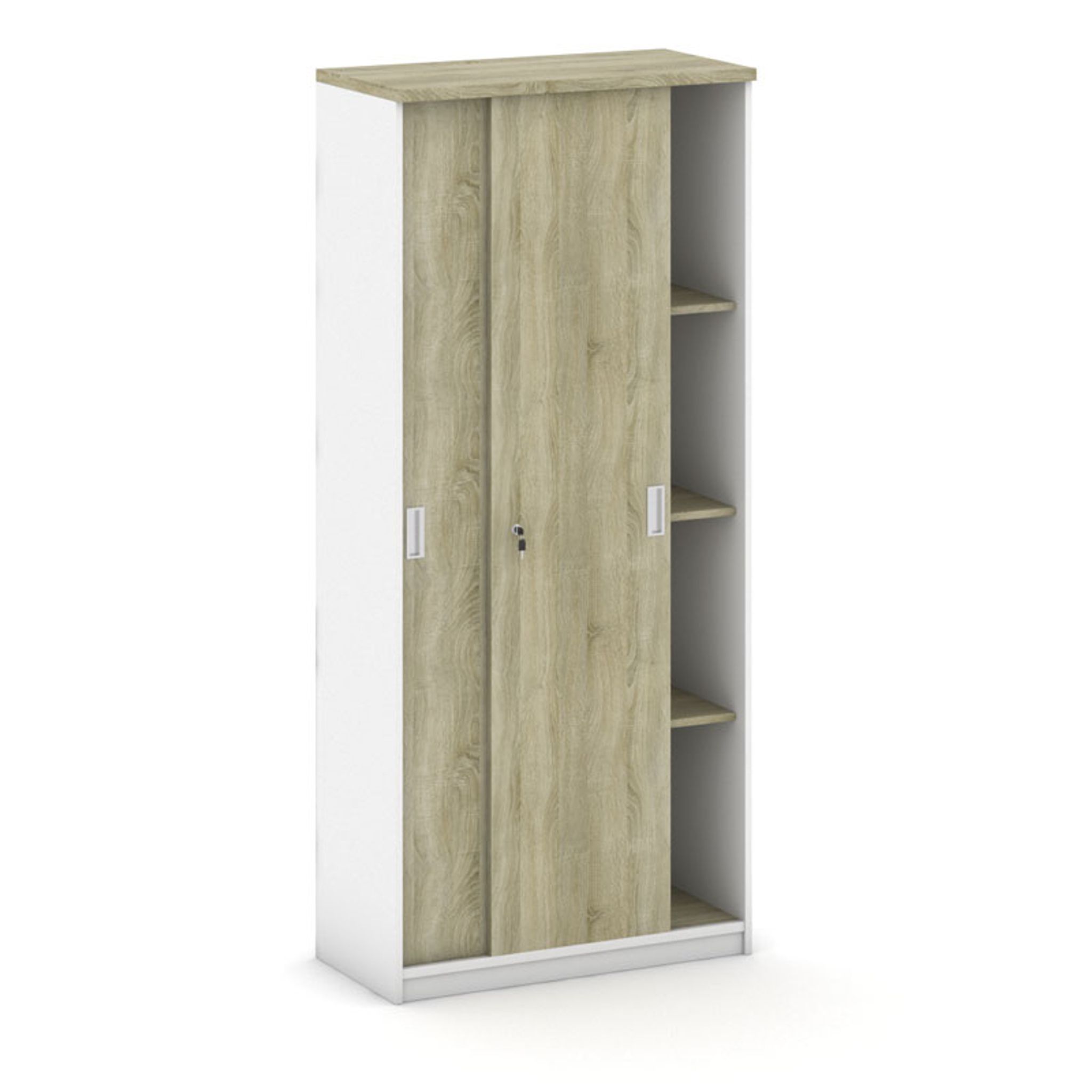 Schiebeschrank MIRELLI, 800 x 400 x 1800 mm, weiß/Eiche sonoma