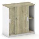 Schiebetürenschrank MIRELLI, 800 x 400 x 800 mm, weiß/Eiche sonoma