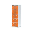 Schließfachschrank, 10 Fächer, 1800 x 600 x 500 mm, Drehriegelschloss, orange Tür