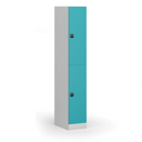 Schließfachschrank, 2 Fächer, 1850 x 300 x 500 mm, RFID-Schloss, grüne Tür