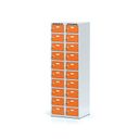 Schließfachschrank, 20 Fächer, 1800 x 600 x 500 mm, Zylinderschloss, orange Tür
