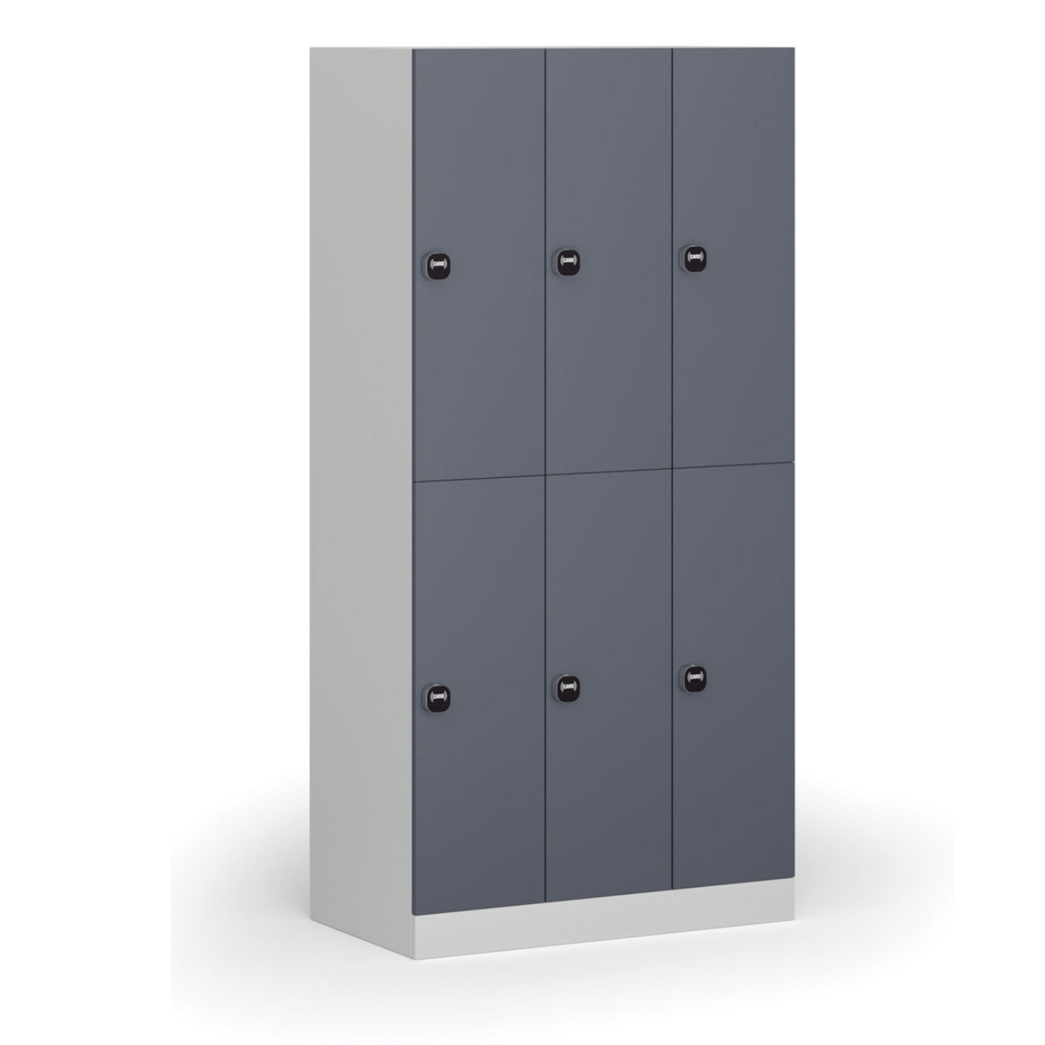 Schließfachschrank, 6 Fächer, 1850 x 900 x 500 mm, RFID-Schloss, dunkelgraue Tür