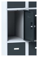 Schließfachschrank, 8 Fächer, 1800 x 600 x 500 mm, Zylinderschloss, blaue Tür