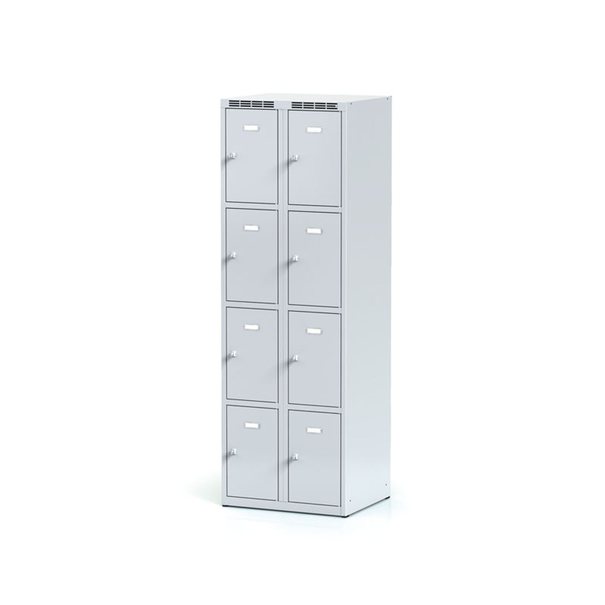Schließfachschrank, 8 Fächer, 1800 x 600 x 500 mm, Zylinderschloss, graue Tür