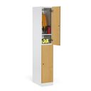 Schließfachschrank S1, 2 Fächer, 1850 x 300 x 500 mm, Drehverschluss, laminierte Tür, weiß