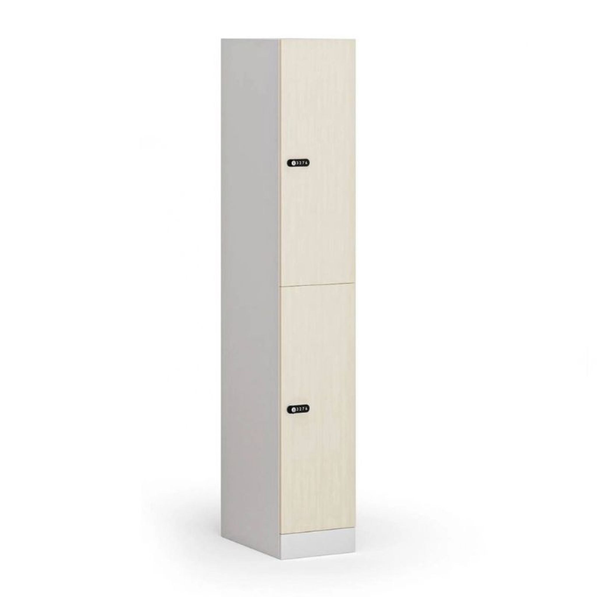Schließfachschrank S1, 2 Fächer, 1850 x 300 x 500 mm, mechanisches Codeschloss, laminierte Tür Schließfachschrank S1, 2 Fächer, 1850 x 300 x 500 mm, mechanisches Codeschloss, laminierte Tür