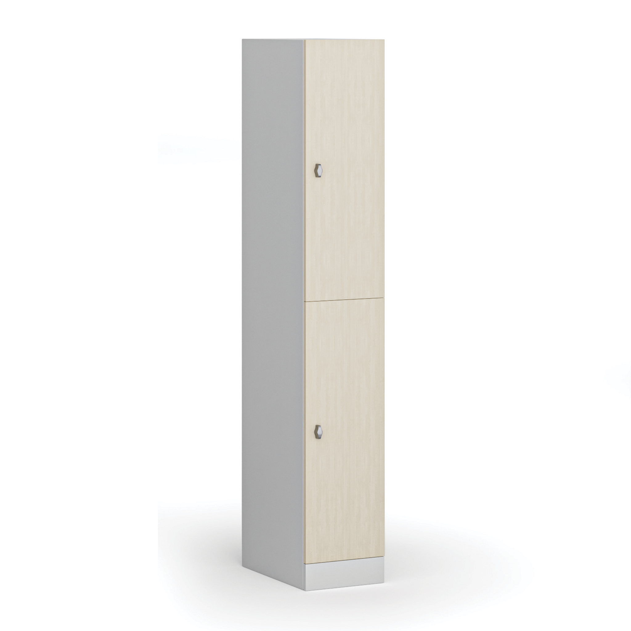 Schließfachschrank S1, 2 Fächer, 1850 x 300 x 500 mm, zerlegt, Drehverschluss, laminierte Tür