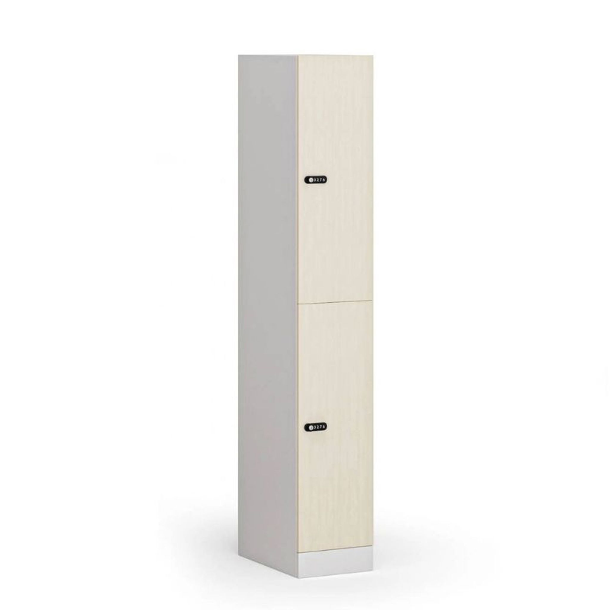 Schließfachschrank S1, 2 Fächer, 1850 x 300 x 500 mm, zerlegt, mechanisches Codeschloss, laminierte Tür Schließfachschrank S1, 2 Fächer, 1850 x 300 x 500 mm, zerlegt, mechanisches Codeschloss, laminierte Tür