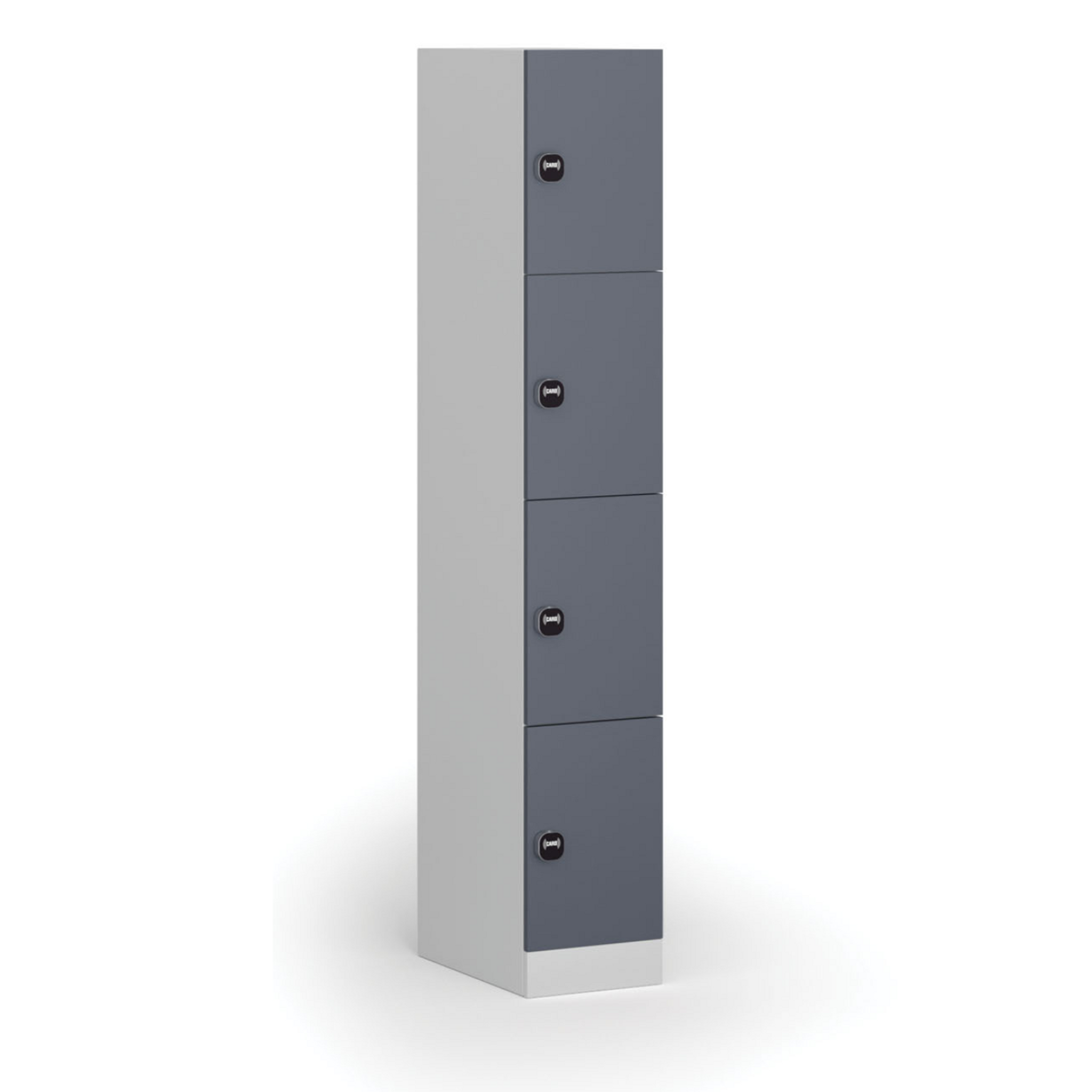 Schließfachschrank S1, 4 Fächer, 1850 x 300 x 500 mm, zerlegt, RFID-Schloss
