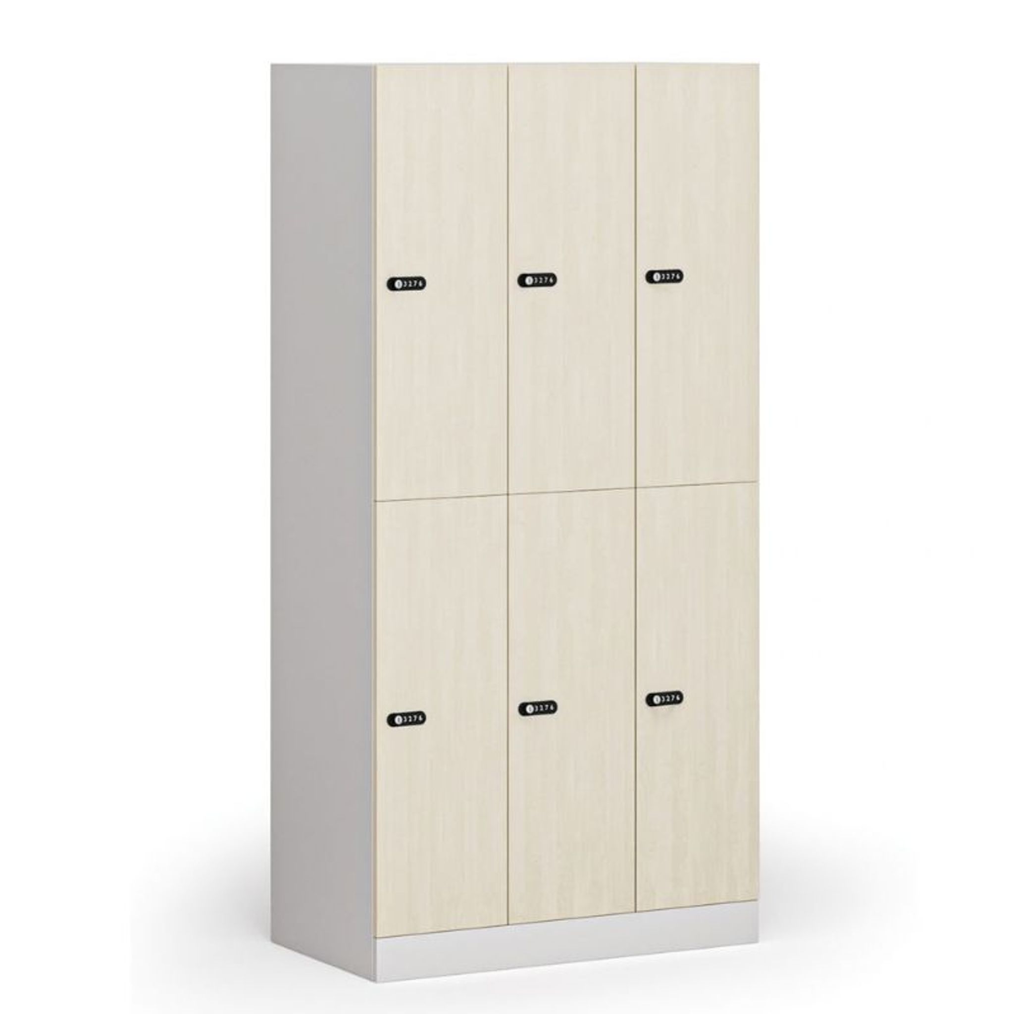 Schließfachschrank S1, 6 Fächer, 1850 x 900 x 500 mm, mechanisches Codeschloss, laminierte Tür Schließfachschrank S1, 6 Fächer, 1850 x 900 x 500 mm, mechanisches Codeschloss, laminierte Tür