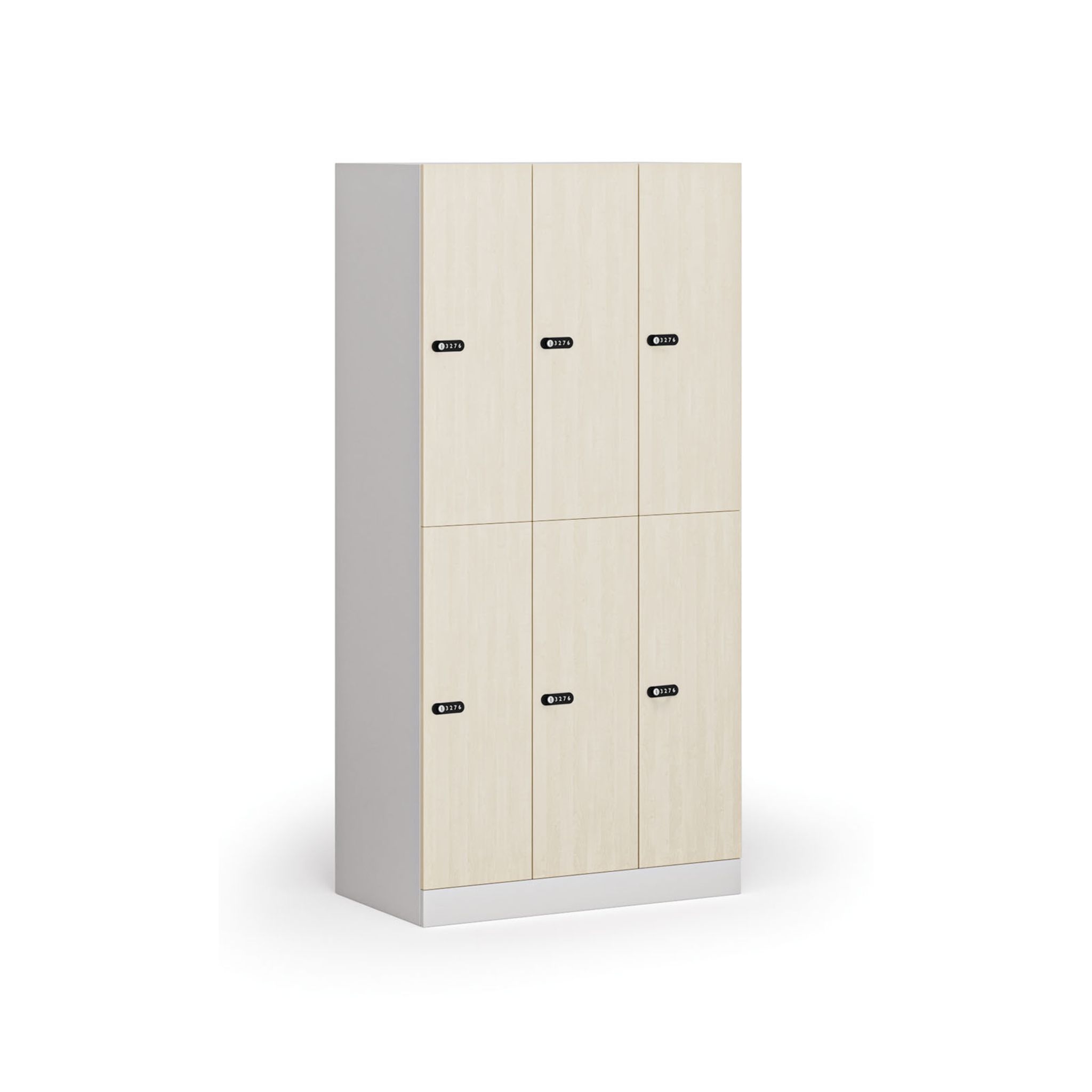 Schließfachschrank S1, 6 Fächer, 1850 x 900 x 500 mm, zerlegt, mechanisches Codeschloss, laminierte Tür