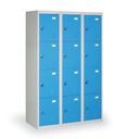 Schließfachschrank S2, 12 Fächer, 1820 x 1140 x 500 mm, zerlegt, Zylinderschloss, blaue Tür