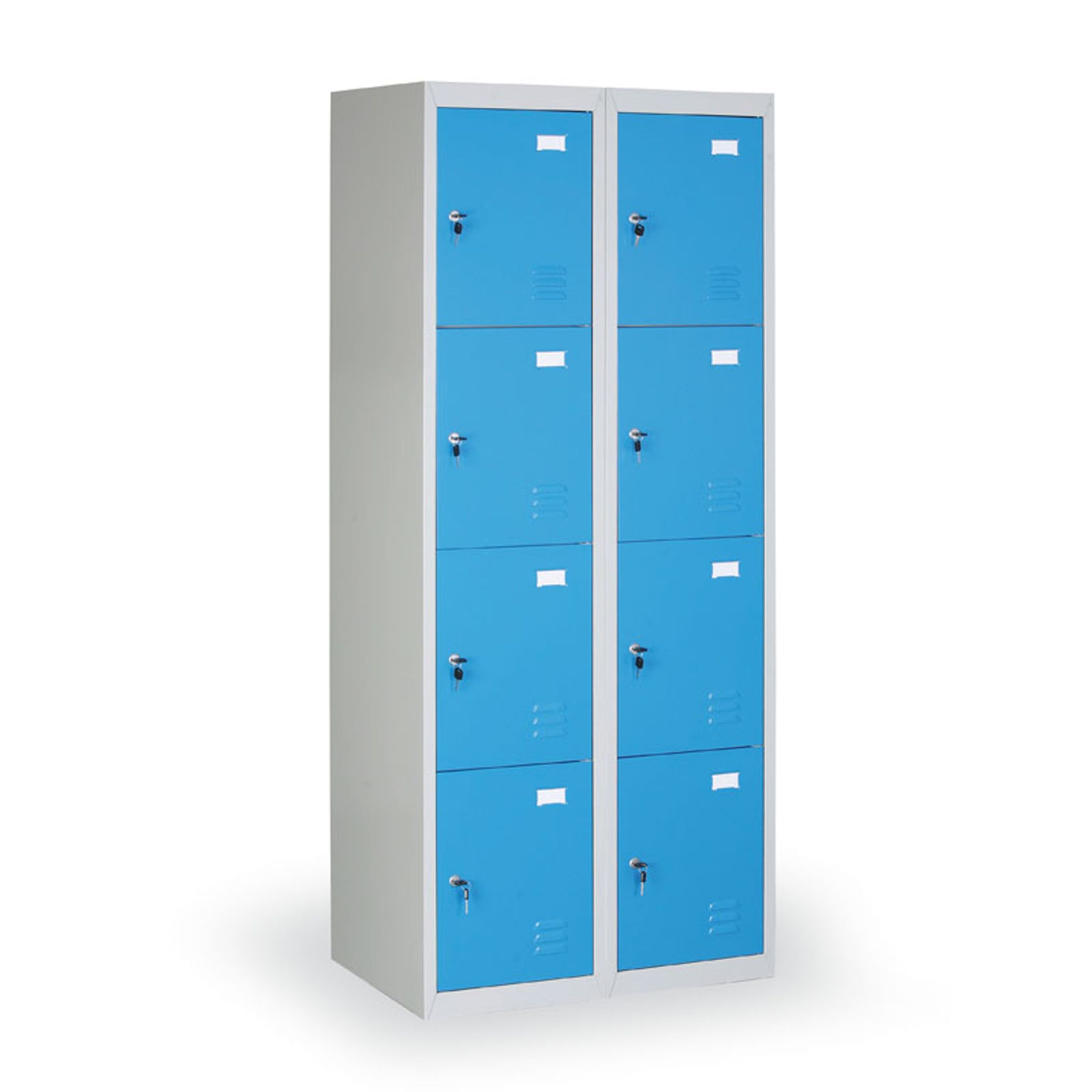 Schließfachschrank S2, 8 Fächer, 1820 x 760 x 500 mm, zerlegt, Zylinderschloss, blaue Tür