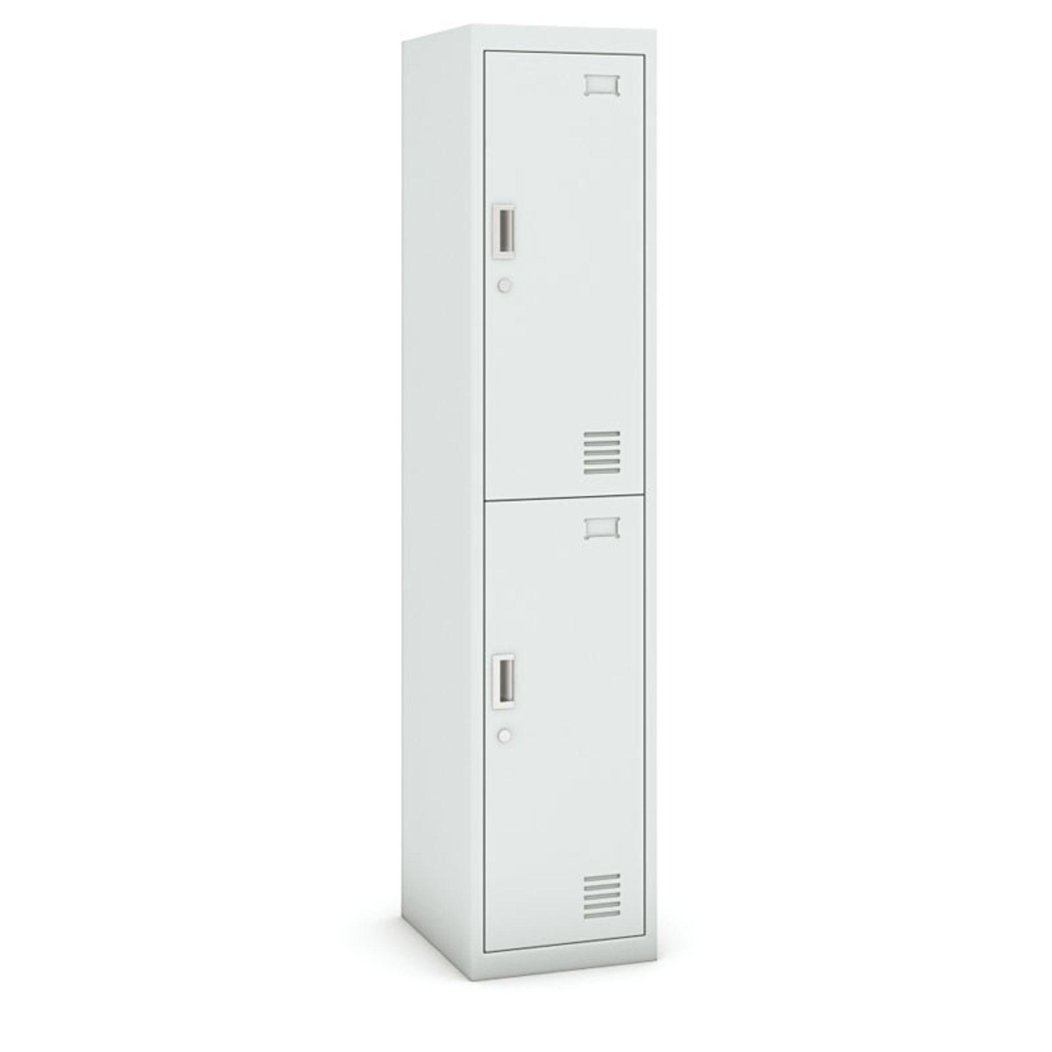 Schließfachschrank S3, 2 Fächer, 1800 x 380 x 450 mm, zerlegt, Zylinderschloss, graue Tür