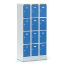 Schließfachschrank S6, 12 Fächer, 1800 x 900 x 500 mm, Drehriegelschloss, blaue Tür