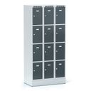 Schließfachschrank S6, 12 Fächer, 1800 x 900 x 500 mm, Zylinderschloss, dunkelgraue Tür