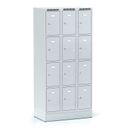 Schließfachschrank S6, 12 Fächer, 1800 x 900 x 500 mm, Zylinderschloss, graue Tür