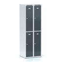 Schließfachschrank S6, 4 Fächer, 1800 x 600 x 500 mm, Drehriegelschloss, dunkelgraue Tür