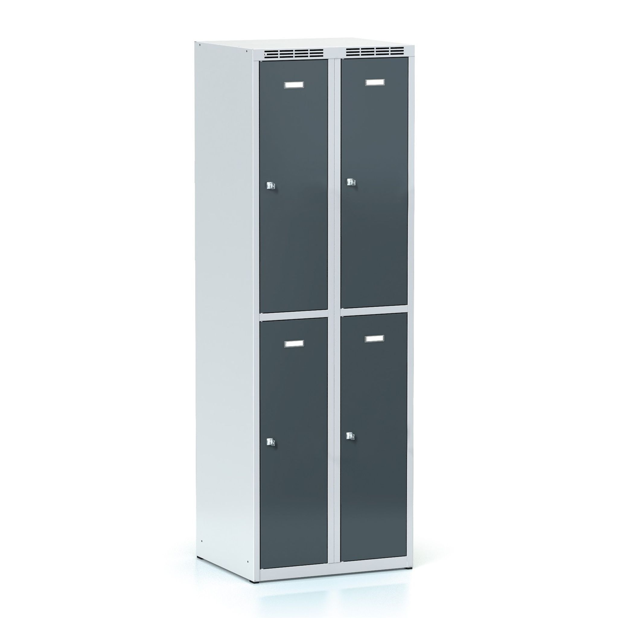 Schließfachschrank S6, 4 Fächer, 1800 x 600 x 500 mm, Drehriegelschloss, dunkelgraue Tür