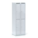 Schließfachschrank S6, 4 Fächer, 1800 x 600 x 500 mm, Zylinderschloss, graue Tür