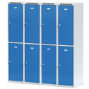 Schließfachschrank S6, 4 Fächer, 1800 x 800 x 500 mm, Drehriegelschloss, rote Tür