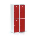 Schließfachschrank S6, 4 Fächer, 1800 x 800 x 500 mm, Drehriegelschloss, rote Tür