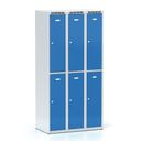 Schließfachschrank S6, 6 Fächer, 1800 x 900 x 500 mm, Drehriegelschloss, blaue Tür