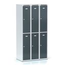 Schließfachschrank S6, 6 Fächer, 1800 x 900 x 500 mm, Drehriegelschloss, dunkelgraue Tür,