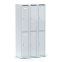 Schließfachschrank S6, 6 Fächer, 1800 x 900 x 500 mm, Drehriegelschloss, graue Tür
