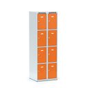 Schließfachschrank S6, 8 Fächer, 1800 x 600 x 500 mm, Drehriegelschloss, orange Tür
