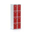 Schließfachschrank S6, 8 Fächer, 1800 x 600 x 500 mm, Drehriegelschloss, rote Tür
