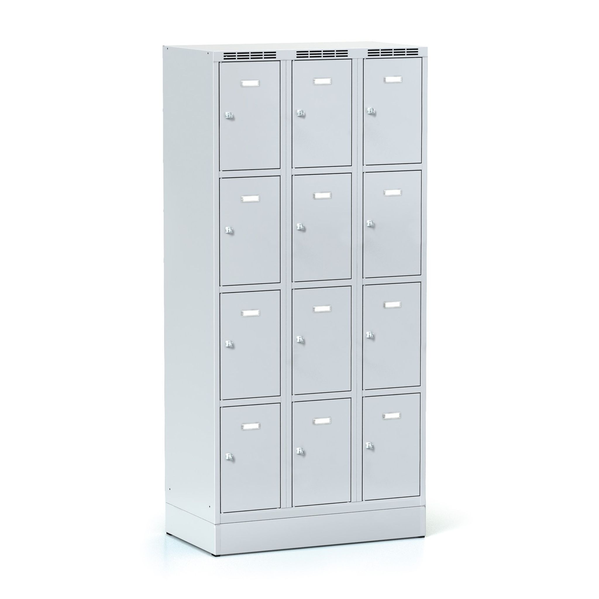 Schließfachschrank S6 auf Sockel, 12 Fächer, 1920 x 900 x 500 mm, Drehriegelschloss