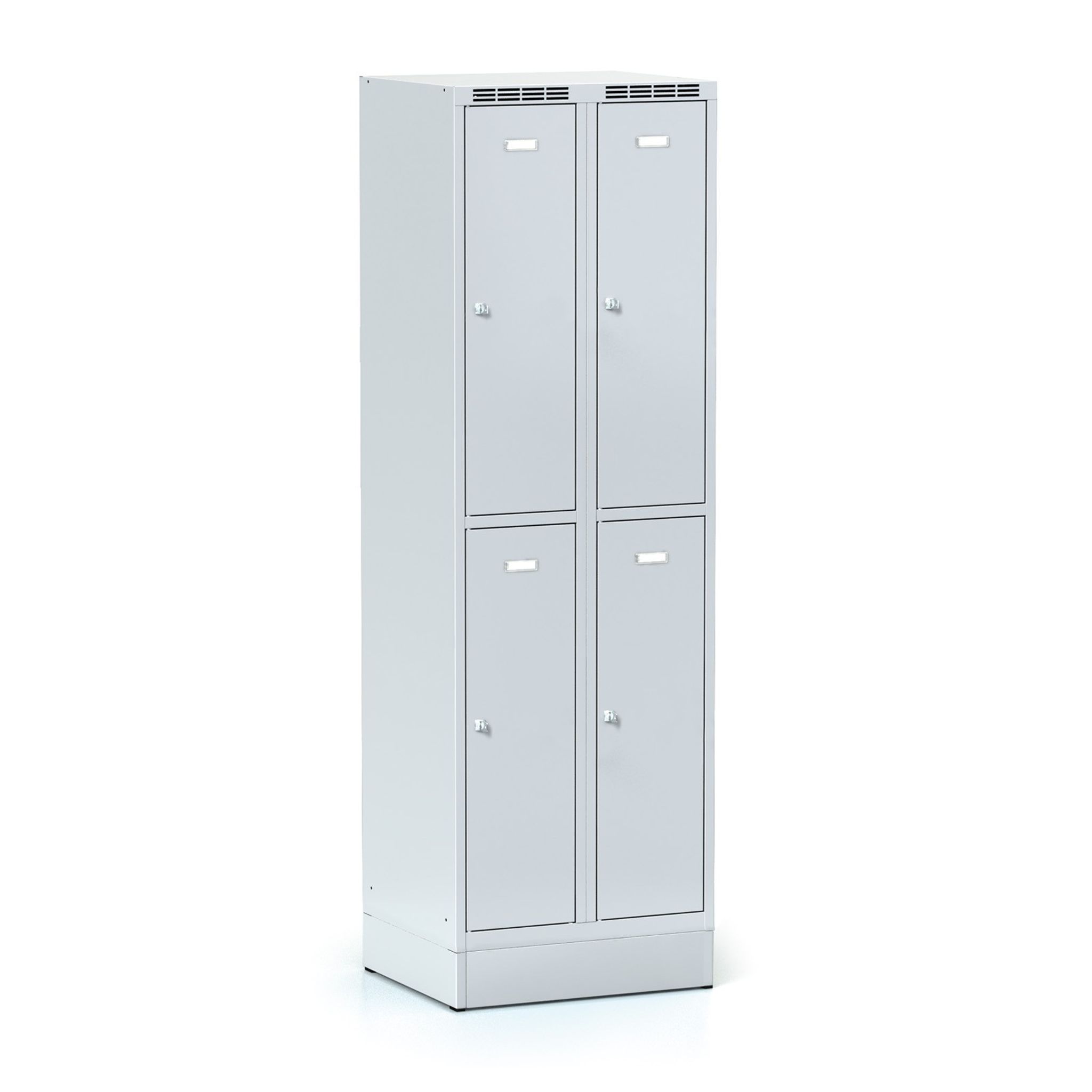 Schließfachschrank S6 auf Sockel, 4 Fächer, 1920 x 600 x 500 mm, Drehriegelschloss