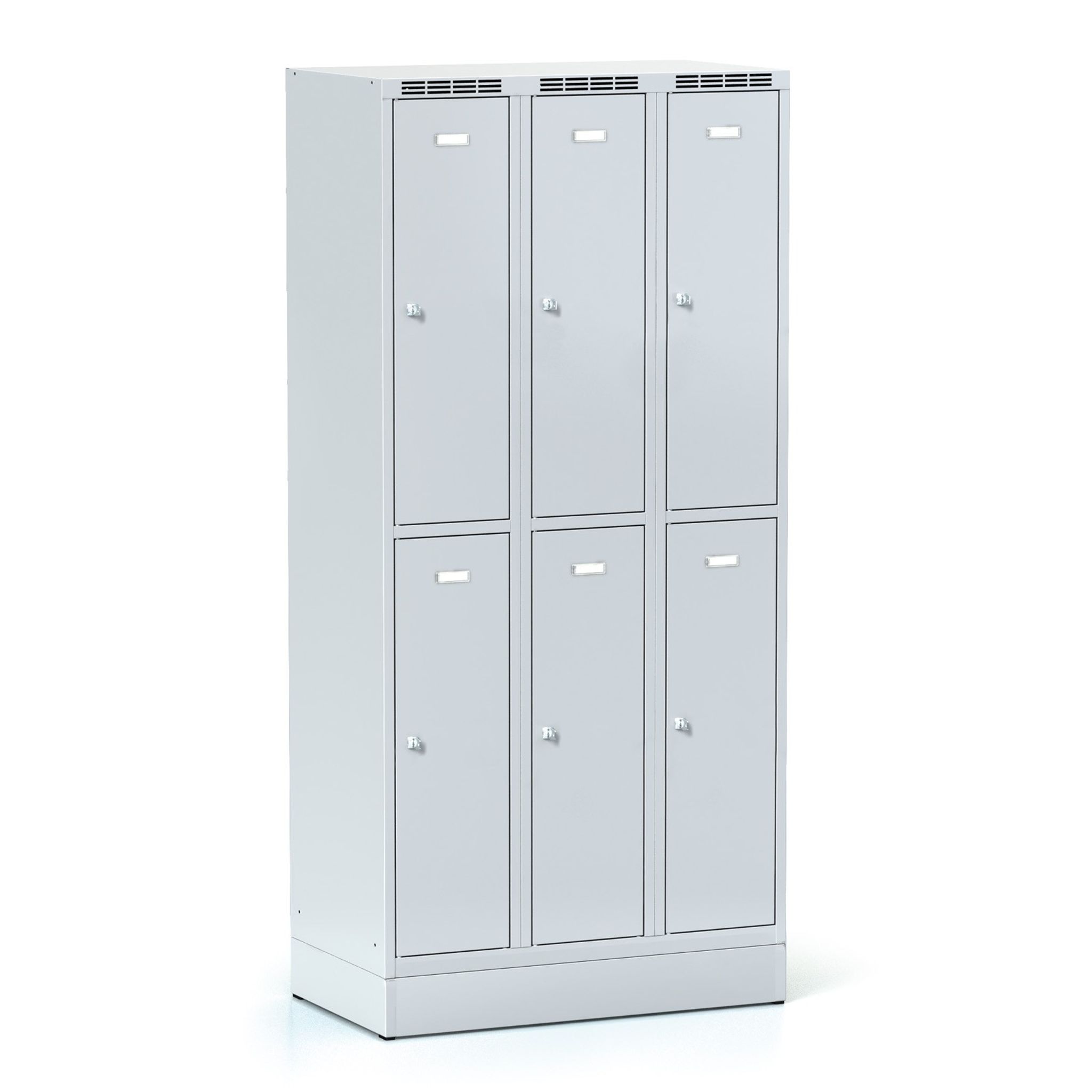 Schließfachschrank S6 auf Sockel, 6 Fächer, 1920 x 900 x 500 mm, Drehriegelschloss