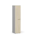 Schmaler Büroschrank PRIMO GRAY, 400 x 420 x 1781 mm, Eiche grau/natur