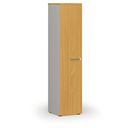 Schmaler Büroschrank PRIMO GRAY, 400 x 420 x 1781 mm, grau/Buche