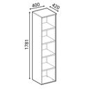 Schmaler Büroschrank PRIMO GRAY, 1781 x 400 x 420 mm, grau/Kirsche