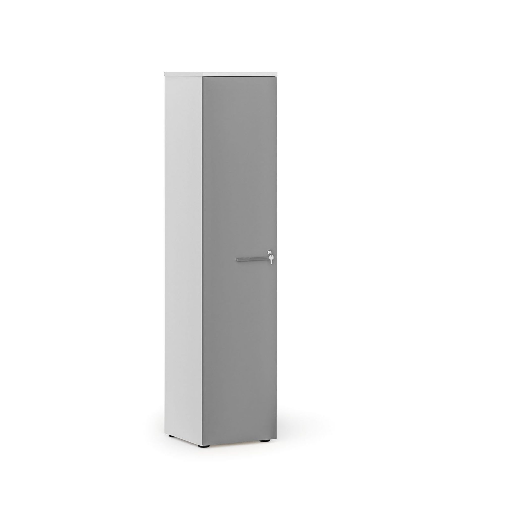 Schmaler Büroschrank PRIMO WHITE, 400 x 420 x 1781 mm, weiß/Graphit