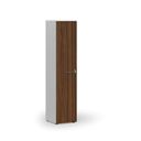 Schmaler Büroschrank PRIMO WHITE, 400 x 420 x 1781 mm, weiß/Nussbaum